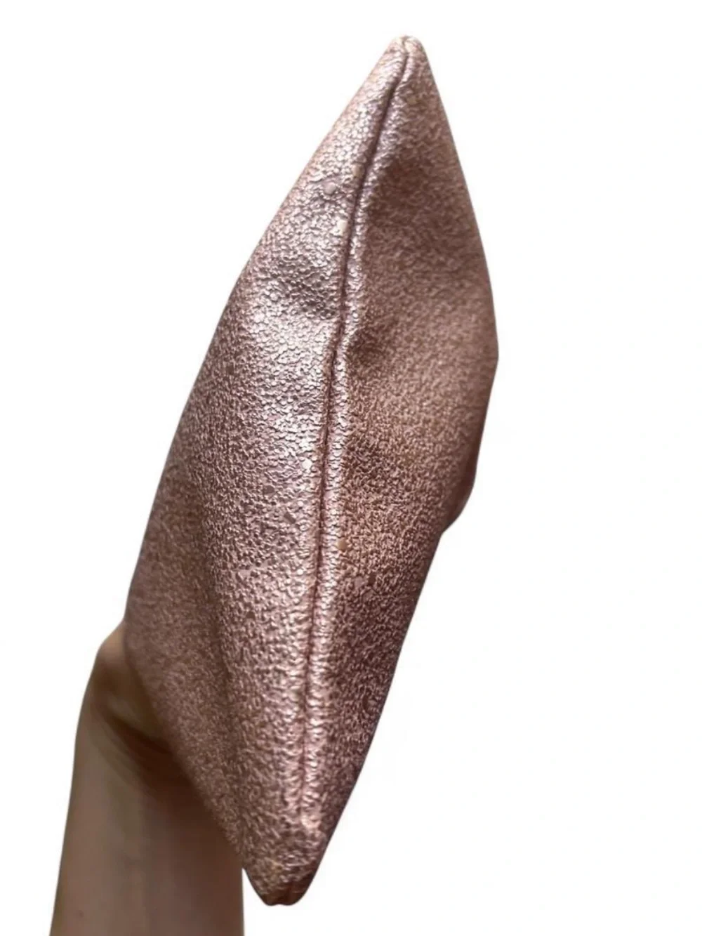 Metallic Leather Zip Pouch - Shimmery Taupe